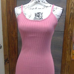 Active USA Sweater Dress L Strawberry Pink Cami Knit Sleeveless Round Neck